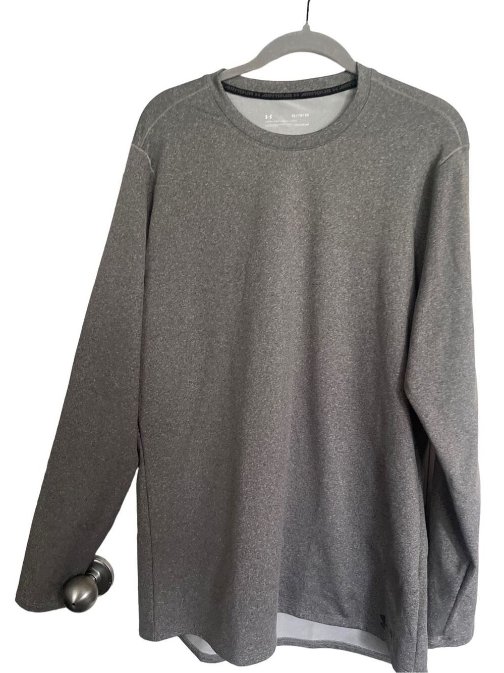 Under Armour Mens Gray Pullover Crew Neck Long Sleeve T-Shirt Size XL